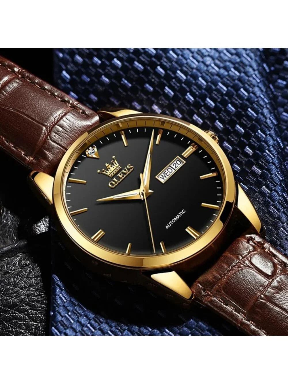 Men's Brown strap/Black Dial Luxury Leather Band Mechanical Classic Wrist Watch